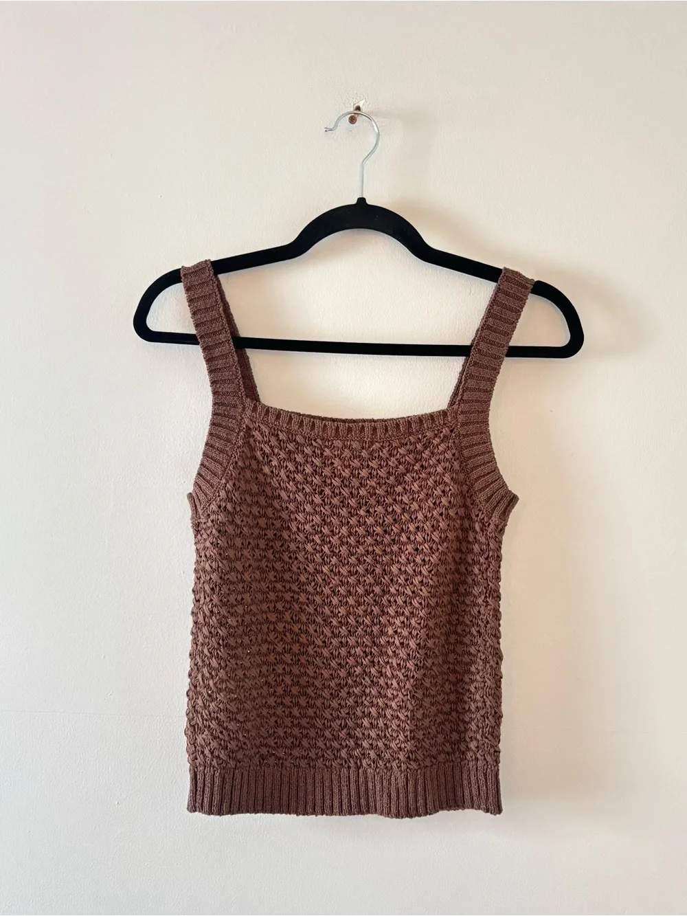 J. Crew NWT Basket-Stitch Sweater-Tank Top Sleeveless Cropped Boxy Brown